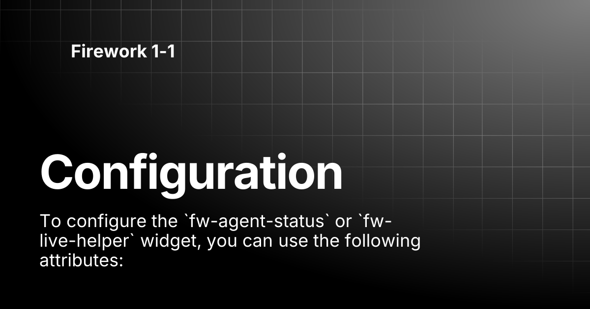 Configuration | Firework 1-1